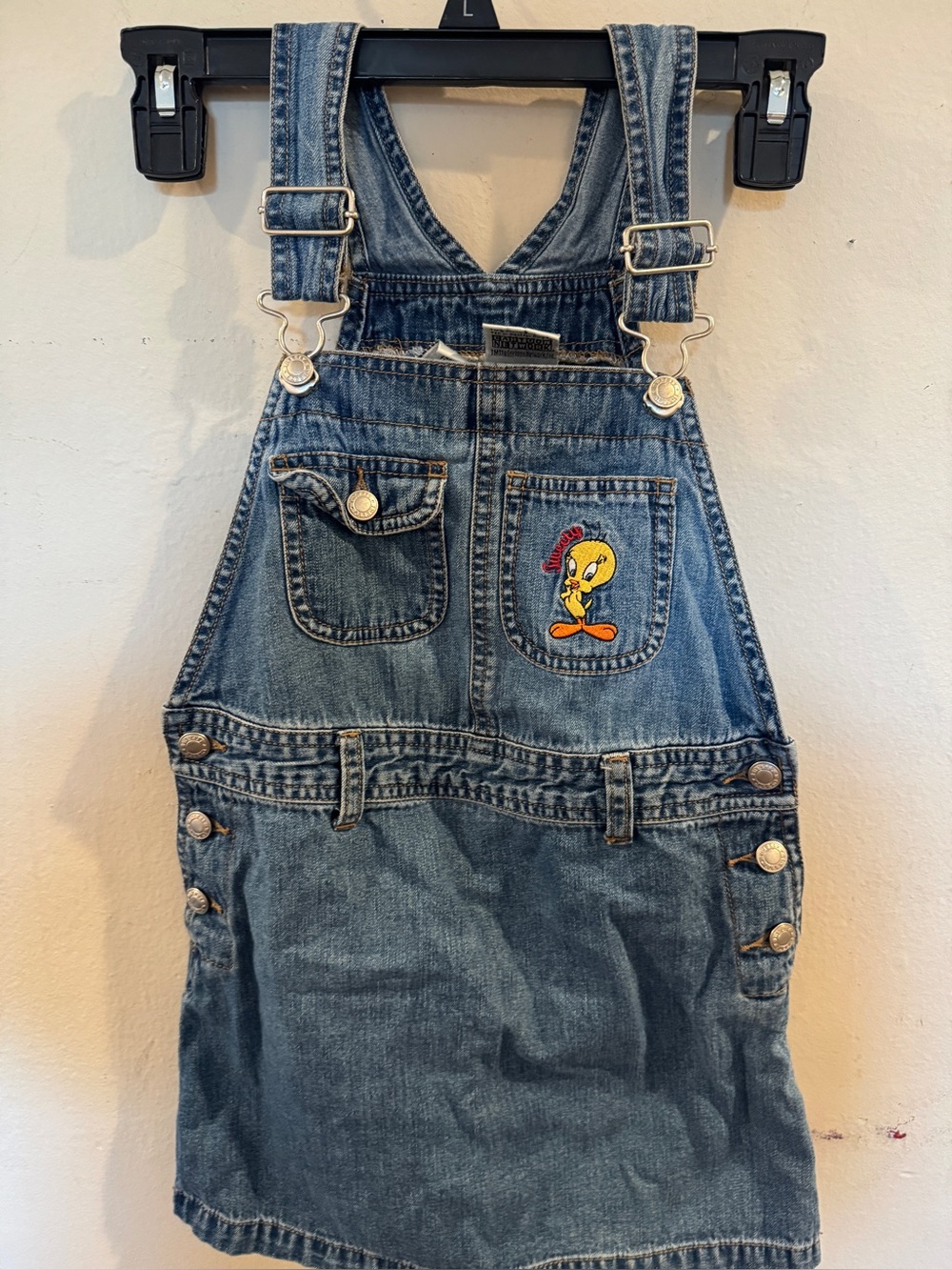 Warner Brother Tweety, blue denim girls dress size 8 100% cotton